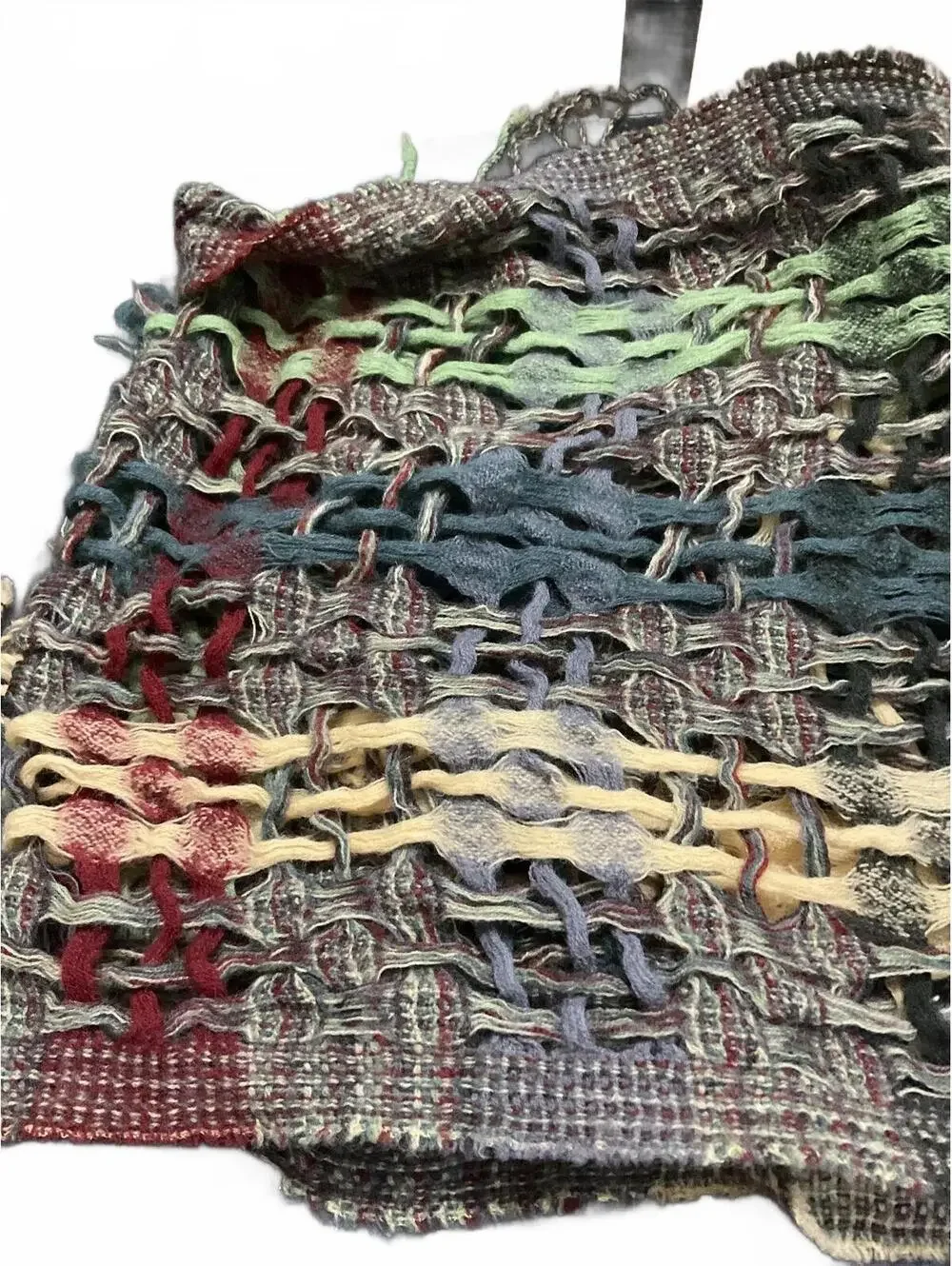 Colorful Handwoven Wool Scarf with Fringe